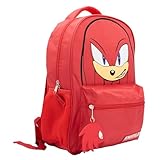 AI ACCESSORY INNOVATIONS Sonic The Hedgehog Backpack for Boys & Girls, Knuckles 16 Inch Schoolbag with 3D Features, Durable School Bag for Kids, Red