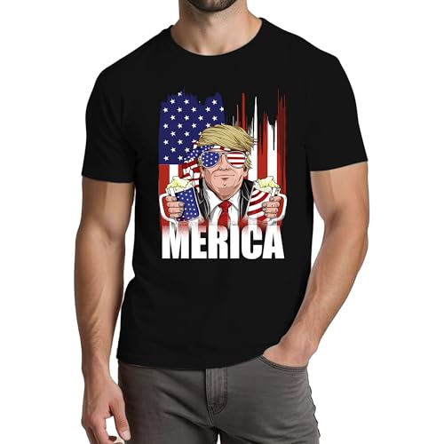 4th of July Shirts for Men:Independence Day American Flag Patriotic Higher Quality Short Sleeve T-Shirt