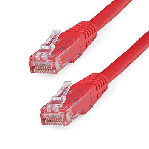 StarTech.com 50ft CAT6 Ethernet Cable - Red CAT 6 Gigabit Ethernet Wire -650MHz 100W PoE++ RJ45 UTP Molded Category 6 Network/Patch Cord w/Strain Relief/Fluke Tested UL/TIA Certified (C6PATCH50RD)