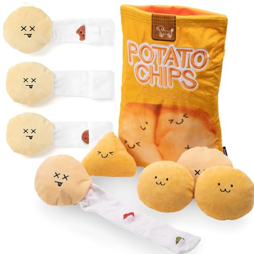 YEPPUPPY Dog Plush Toy Set with Snack Bag (Potato& More Chips)