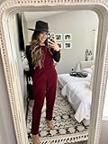 LookbookStore Womens Baggy Overalls Women'S Summer Clothes Holiday Party Outfits for Women Women'S Western Clothing Clothes Trendy Tawny Port Size Large Fits Size 12 / Size 14