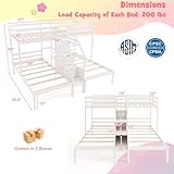 Giantex Twin Over Twin & Twin Bunk Bed, Triple Bunk Beds with 4-Step Storage Stair, Guardrail & Solid Wood Structure, Wooden 3 Bunk Beds for Kids Teens, No Box Spring Needed, White