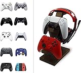 PAP Products Wooden Controller Stand with Headphone Holder, Game Controller Holder, Video Game Controller Holder, Controller Holder for Desk, Controller & Headset Stand, Wooden Headphone Stand