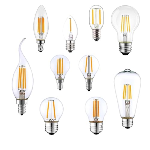 AGIPS Wide Voltage Lights 10pcs AC220V 2W 4W G45 A60 Retro Edison Globe Led Bulb E14 E27 Warm White 2700K Vintage Lamp Clear Glass Led Filament Bulb Household Bulbs (Color : ST64 4W E27)