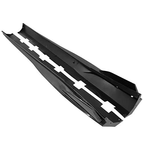 IKON MOTORSPORTS, Side Skirts Compatible with 2010-2015 Chevrolet Camaro, IKON V2 Style Carbon Fiber Print PP Side Skirt Rocker Panel Extension Moulding Splitter, 2011 2012 2013 2014