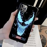 YXuan Venom LED Light Up Case for iPhone 13 Pro Max Luminous Comic Anime Superhero Phone case Colorful Luminescent Fashion Luxury Tempered Glass Hybrid Phone Case Accessories for Men (Venom)