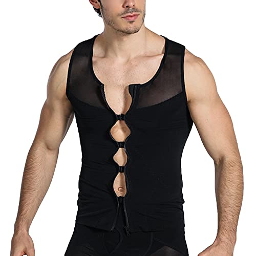 Llpsmeng Mens Sexy Bodywear Body Suit Underwear Shapewear Compression Vests(Medium) Black