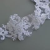 G-RUI 6cm*2yards Luxury Beaded Embroidery Flower lace Appliques for Wedding Dresses Rhinestone Applique Patches Embroidery lace parches ropa (Pure White Color)…