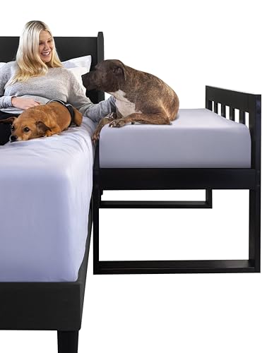 Bedside Dog Bed Mattress ONLY - Extra Thick Orthopedic Memory Foam Pet Bed with Cooling Gel, Waterproof and Protective Cover, Raised Cat & Dog Bassinet - Excludes Human Frame Extension (Standard)