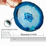 Natural Agate Coaster for Drinks Geode Stone Coasters Teal Irregular 4Pcs Dyed Agate Sliced Cup Mat 3-4'' DIY Decorative Paintings Ornaments Housewarming Gift