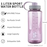 SHOKE 1 Liter Water Bottle, 32oz Wide Mouth Leakproof Large Sports Water Bottles with Handle, Gym Space Cup For Fitness Yoga Workouts Hiking for Women