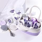 Spa Gift Baskets for Women - Body & Earth 11pcs Lavender Gift Sets with Bubble Bath, Shower Gel, Body Lotion, Birthday Gifts for Women, Spa Kit for Mom Gifts, Purple Gifts