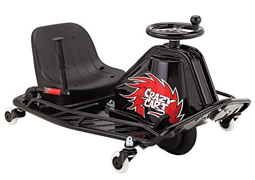 Razor Crazy Cart DLX - 24V Electric Drfting Go Kart - Enhanced Drift Bar, Brodie Knob Steering, Variable Speed, Up to 12 mph,Black/Red