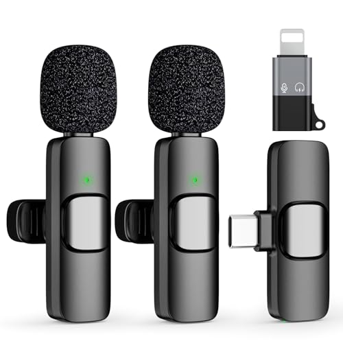 USB C Mini Wireless Lavalier Microphone for iPhone 15 16, iOS and Android Devices - Noise Reduction Lapel Mic for Recording, Clip on Mic, Omni Lav Mic for Video Recording, Tiktok, Youtube, Vlog