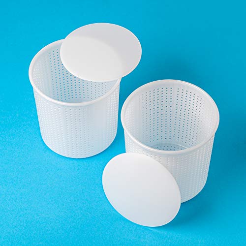 Hozprom Cheese Molds Manufacturer - 2 Pcs Plastic Cheese Molds, 2.60 lbs, Round, Geometric Pattern, Reusable, White, for Cheesemaking