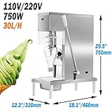 TXMACHINE Ice Cream Machines Real Fruit Ice Cream Blender mixer machine 30L/H Commercial Swirl Drill Frozen Yogurt Milkshake Ice Cream blending machine maquina helados (110V, with 1 stainless steel cup+1 plastic cup)