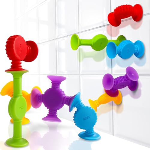 BUNMO Suction Bath Toys - Connect, Build, Create - No Mold Bath Toy - Hours of Fun & Creativity - Fine Motor Skills - Stimulating & Addictive Sensory Toy - Non-Mouthable Toy 3+ - Textured 44 Pack