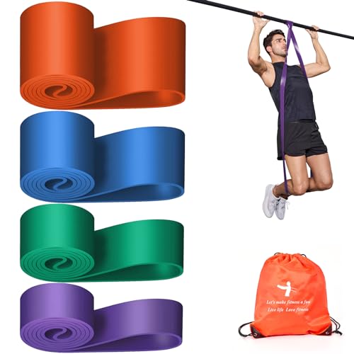 YONKFUL Pull Up Assistance Bands Set 70 LBS - 230 LBS, Long Resistance Bands for Pull Ups Working Out, Gym Workout Bands for Men Exercise Muscle Training and Shape Body - Carry Bag Included
