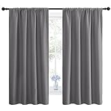 NICETOWN Blackout Curtains Panels for Bedroom - Thermal Insulated Rod Pocket Window Blackout Drapes/Draperies for Living Room (2 Panels, W42 x L63 inches, Grey)