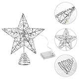 Joiedomi Christmas Tree Toppers, Glitter Silver Star Tree Topper Lighted with Warm White LED Lights for Xmas Tree Decorations, Holiday Party Indoor Decor