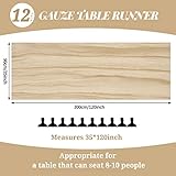 12 Pack 10Ft Beige Cheesecloth Table Runner 35 x 120 inch Boho Gauze Cheese Cloth Table Runner Vintage Rustic Sheer Runners for Wedding Bridal Shower Birthday Party Cake Table Decorations