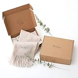 linişte 100% Pure Wool Scarf - Men and Women Winter Warm Soft Luxurious Solid Colors Gift Box Cream