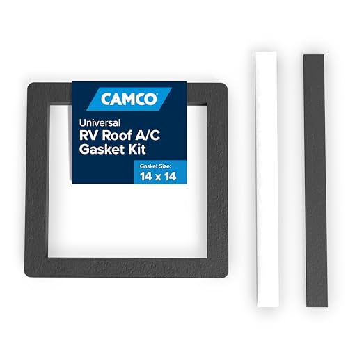 Camco 14-Inch x 14-Inch Universal Camper Roof A/C Gasket Kit - Features a Waterproof Compression Seal, Self-Adhesive Picture Frame Gasket, and Self-Adhesive Leveling Pads (25071)