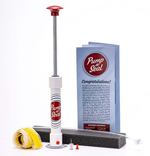 Pump-N-Seal Package #1,Food Vacuum Sealing System/Pump,Vacuum sealing hand pump system,Seals jars, bags and bowls,Fast and powerful vacuum,No batteries or power source required