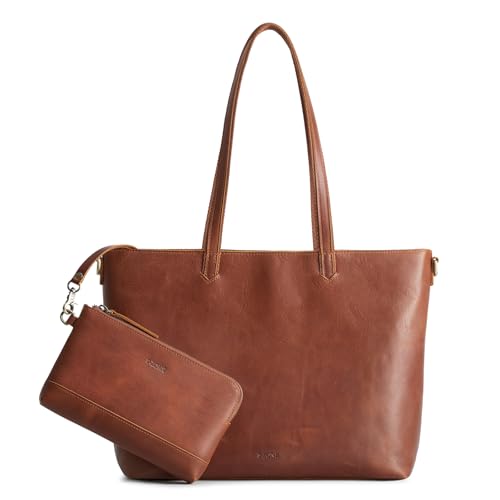 S-ZONE Leather Tote Bag for Women Large Shoulder Bag Work Top Handle Handbag Satchel Purse 2Pcs Set