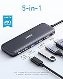 Anker 332 USB-C Hub (5-in-1) with 4K HDMI Display, 5Gbps - and 2 5Gbps USB-A Data Ports and for MacBook Pro, MacBook Air, Dell XPS, Lenovo Thinkpad, HP Laptops and More