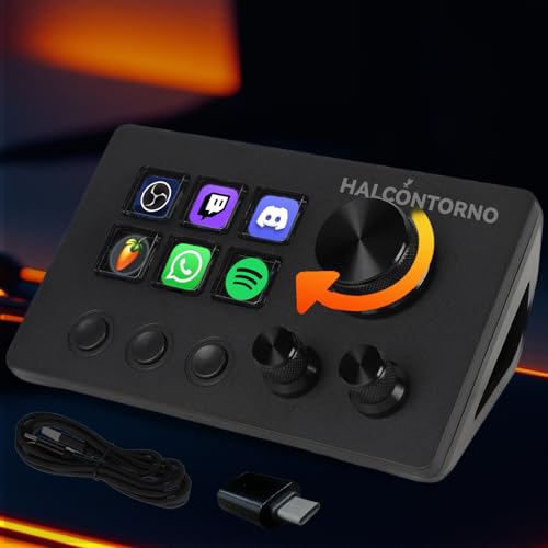 HALCONTORNO Stream Dock N3E - Steam Deck with 3 Knobs for PC Mac, Wired Live Streaming Controller for Content Creators Gamers, Programmable Macro Keyboard, Gaming Setup Accessories, OBS Studio YouTube