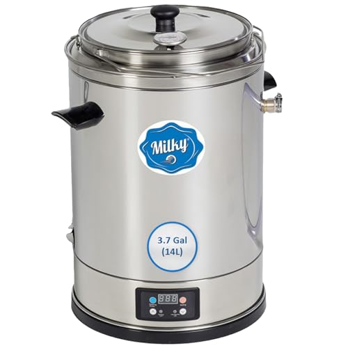 Milk Pasteurizer Milky FJ 15 (115V) | For Milk, Cheese, Yogurt and Juice | 3.7 Gal | Made of Stainless Steel | Removable Container | Time and Temperature Control | Made in the EU | 2-year Warranty