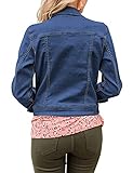 LookbookStore Blue Stretchy Denim Jacket Spring Classic Trucker Jackets Long Sleeves Button Down Jean Jackets Fall Outfits 2025 Size M Women Lightweight Jean Jackets Size 8 10