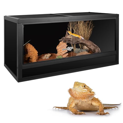 REPTI ZOO 50 Gallon Wooden Reptile Tank Enclosure, 36x18x18 inch Reptile Terrarium for Bearded Dragon Ball Python Gecko Snake Turtle, Light Weight Habitat Cage