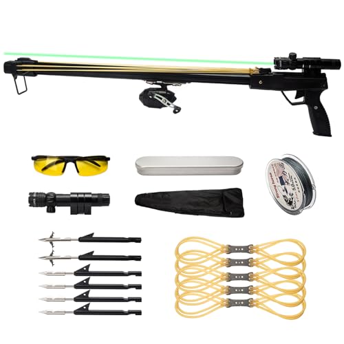 Xguis Slingshot Rifle with Safety Lock for Adults, Professional Laser slingshots with Reel and Slingshot Darts for Fishing