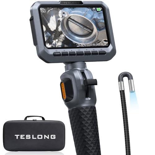 Teslong Two-Way Articulating Borescope, 5.5mm Slim Probe, 5.0'' Industrial Endoscope with Light, 5FT Flexible Snake Scope for Automotive, HVAC & Mechanics