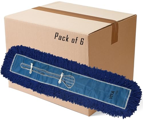Heavy-Duty Industrial Closed-Loop Dust Mops - 6 Pack (Blue) - 48 Inch