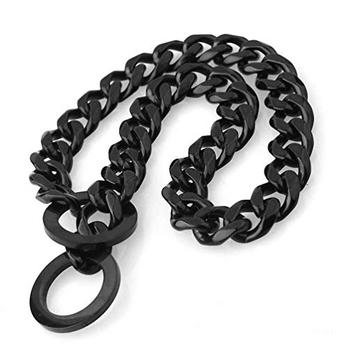 15mm Strong Silver Gold Stainless Steel Slip Dog Collar Metal Dogs Training Choke Chain Collars for Large Dogs Pitbull Bulldog Black 24inch