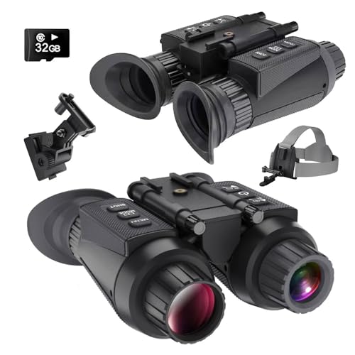 SKIOVEMI Night Vision Goggles, Military Tactical NV8300 Head Mounted 3D 36MP 4K Night Vision Binoculars, 8X Digital 7 Infrared Hunting Telescope for Outdoor Activities