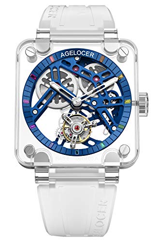 AGELOCER Tourbillon Watch Manual Mechanical Men Watches Sketelon Watch Original Design Glacier Series Sapphire Edition Luminous
