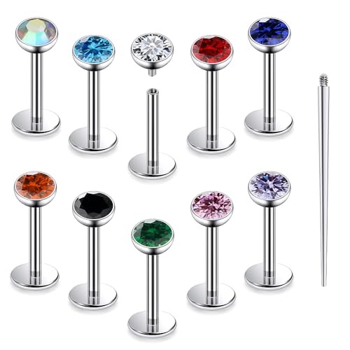 Xnsjeyy 16G Titanium Lip Rings Labret Jewelry Monroe Lip Ring Medusa Snake Bite Piercing Jewelry Conch Tragus Forward Helix Cartilage Earring Studs Piercing Jewelry for Women Men 4mm CZ
