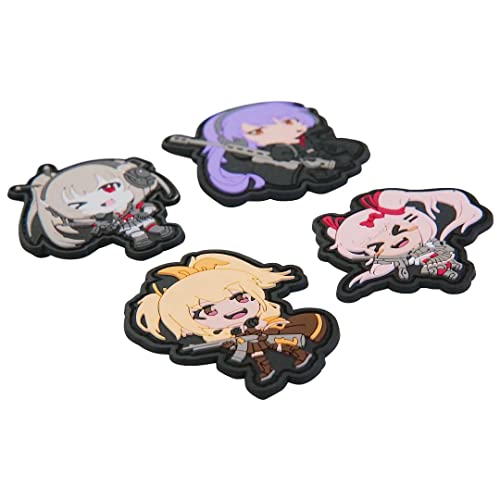 Tactical Anime Girl Waifu Gun Kawaii PVC Patch Hook and Loop (4 Pack)