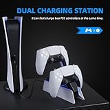 PS5 Controller Charger, PS5 Controller Charging Station Dock, Fast Dual Charging for Dualsense, PlayStation 5 Controller with Wireless Controller Accessories, Blue LED ON/Off Automatically afbptek