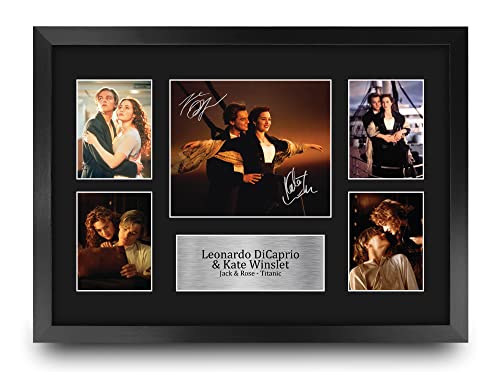 HWC Trading Leonardo DiCaprio & Kate Winslet Titanic Rose & Jack 16 x 12 inch (A3) Printed Gifts Signed Autograph Picture for Movie Memorabilia Fans - 16" x 12" Framed