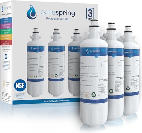 PureSpring NSF 42 Certified Replacement Refrigerator Water Filter for LG ADQ36006101, LFDS22520S, LT700P, LFXS29766S, ADQ36006102, LFXS24623S, LFXS30766S, LFX25991ST, Kenmore 46-9690 (3 Pack)