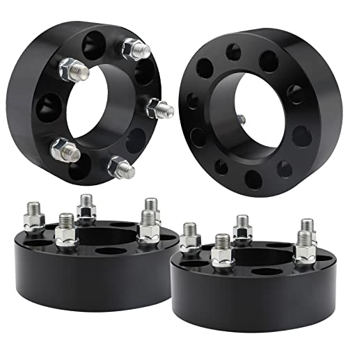 EZISOE 4PCS 5x5 Wheel Spacers 2 inch, 5x127 Black Wheel spacers 87.1mm Hub Bore with 14x1.5 Studs, Replacement for C1500 Suburban Yukon Tahoe
