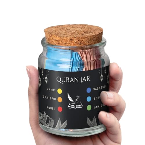 Quran Verse Jar, Spiritual Comfort Read For Emotions and Feelings, Islamic Gifts for Women Men Mom Dad Friend,Quran English,Decor, Ramadan, Eid Gift,Quran Affirmation verses, Hope & Prayer Jar