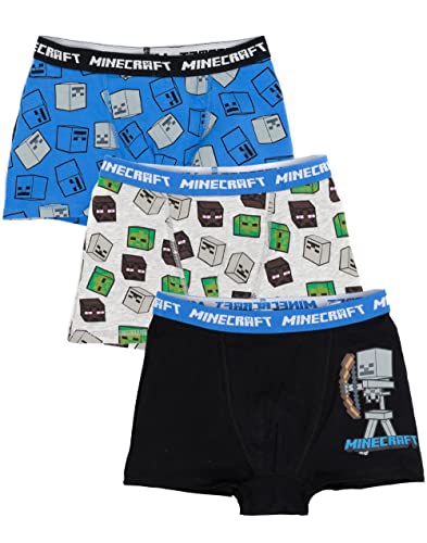 Minecraft Boxer Shorts Boys 3 Multi Pack Kids Teenagers Creeper Underwear 7-8 years