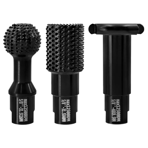 BGTEC Woodworking Carving Rasp Drill Bits,3pcs Wood Carving Tools with 5/8-11 Thread Angle Grinder Attachments Power Carving Tools for Wood Carving Grinding Polishing Slotting