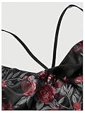 SOLY HUX Women's Floral Print Bodycon Cami Dress Cowl Neck Spaghetti Strap Summer Long Dresses Black Floral Print Medium